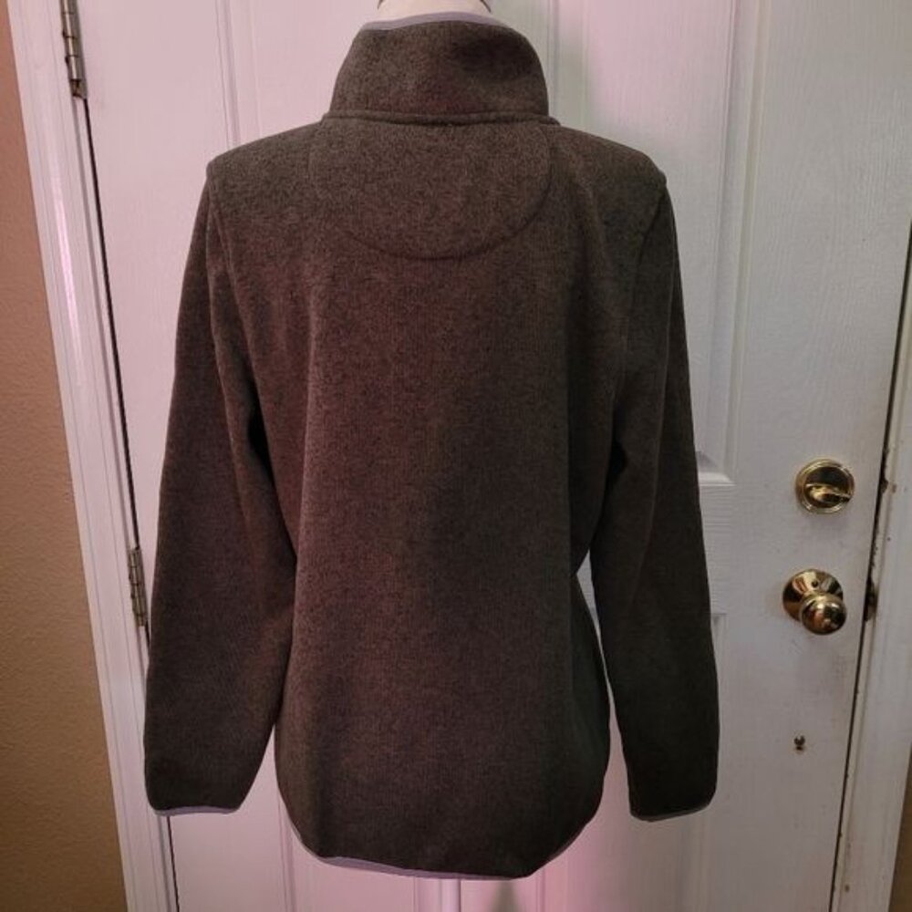 LL bean Women's Snap Sweater Green Gray Grey Medium Pullover Fall Winter Hiking - Picture 4 of 8